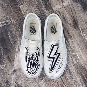 Custom White Slip on Vans